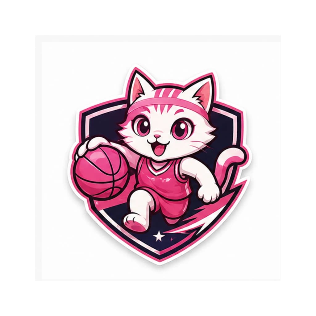 Logo Bóng Rổ Mèo Hồng Dễ Thương