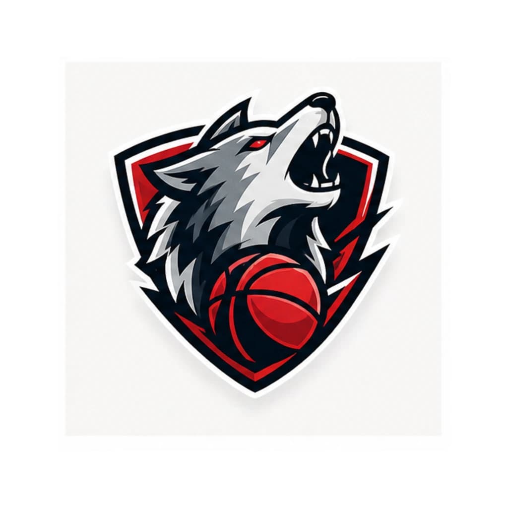 Logo Bóng Rổ Hình Sói Độc Đáo