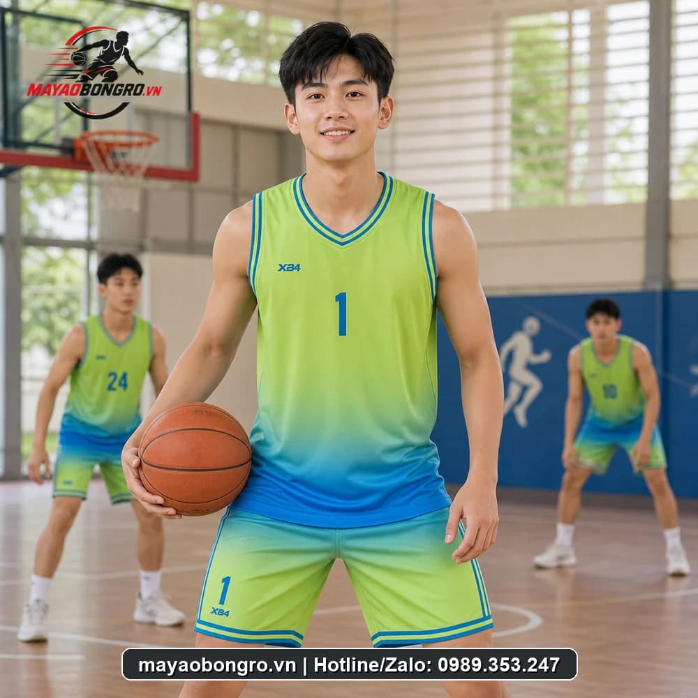 Mẫu bóng rổ Ombre Xanh Lá Xanh cho học sinh trung học phổ thông, người lớn.