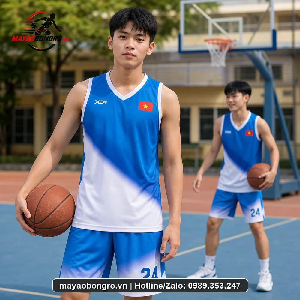 Mẫu bóng rổ xanh dương trắng SPEEDY cho học sinh trung học phổ thông, người lớn.