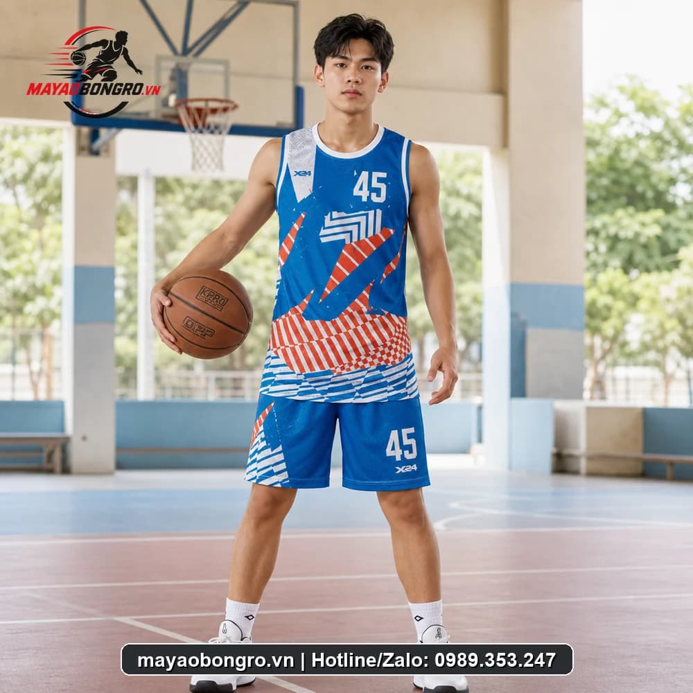 Mẫu bóng rổ Keep Moving (Xanh cho học sinh trung học phổ thông, người lớn.