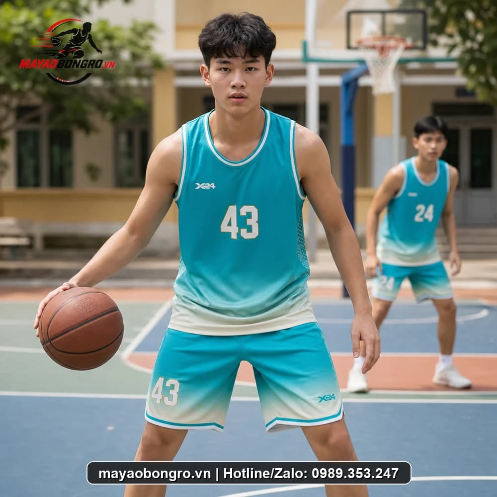 Mẫu bóng rổ Xanh Ngọc Chất cho học sinh.