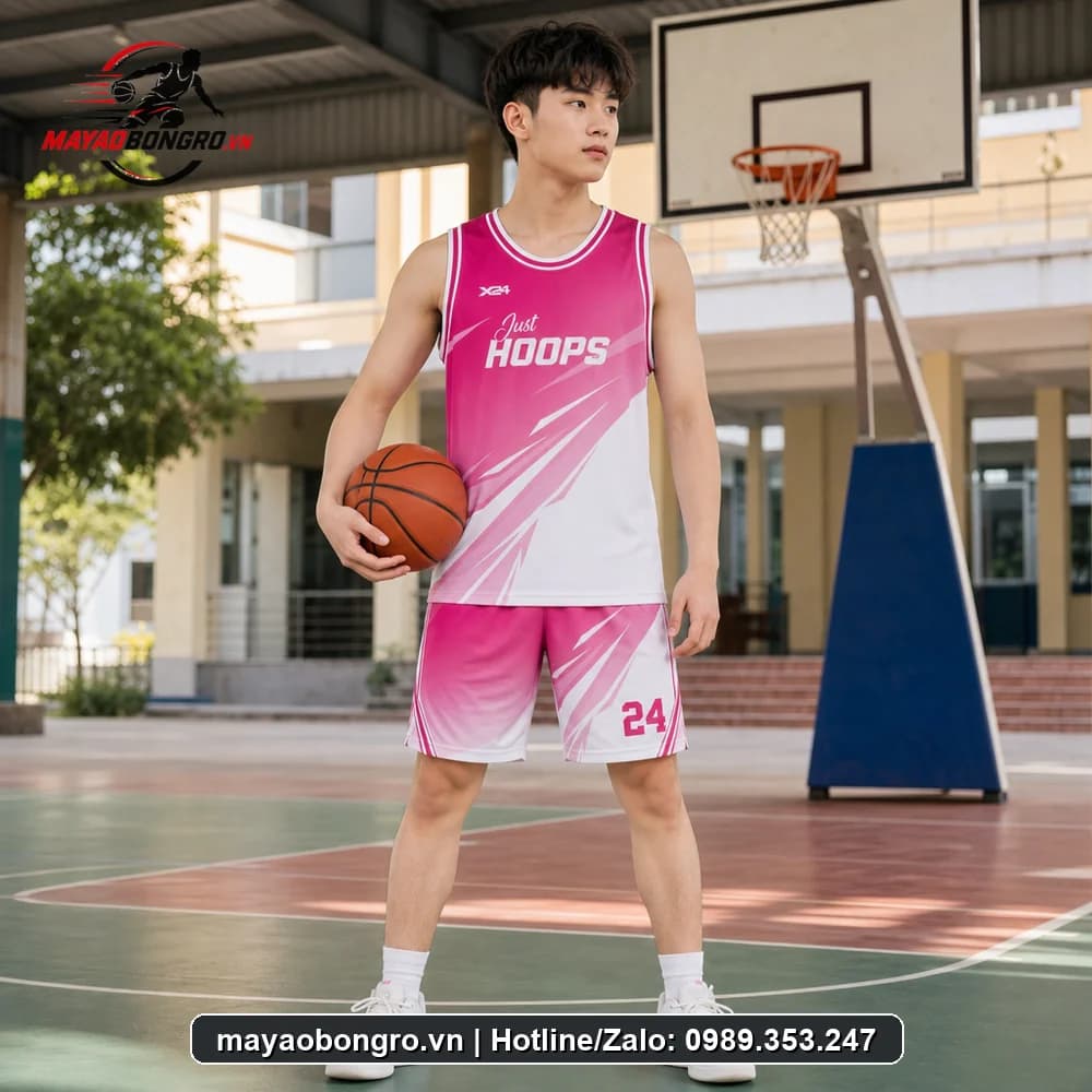 Mẫu bóng rổ Hồng Gradient cho học sinh trung học phổ thông, người lớn.