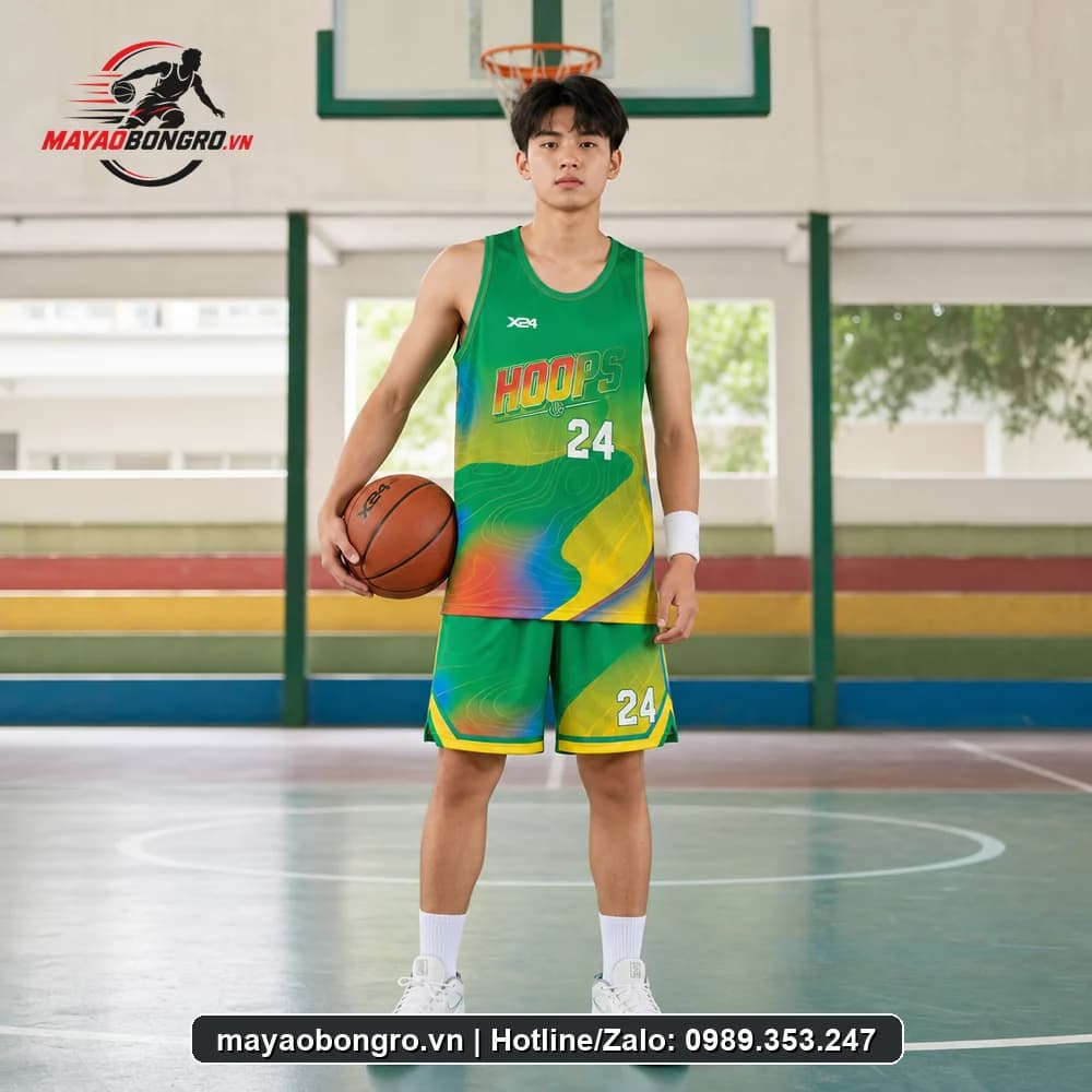 Mẫu bóng rổ Xanh Két Đậm cho học sinh trung học phổ thông, người lớn.