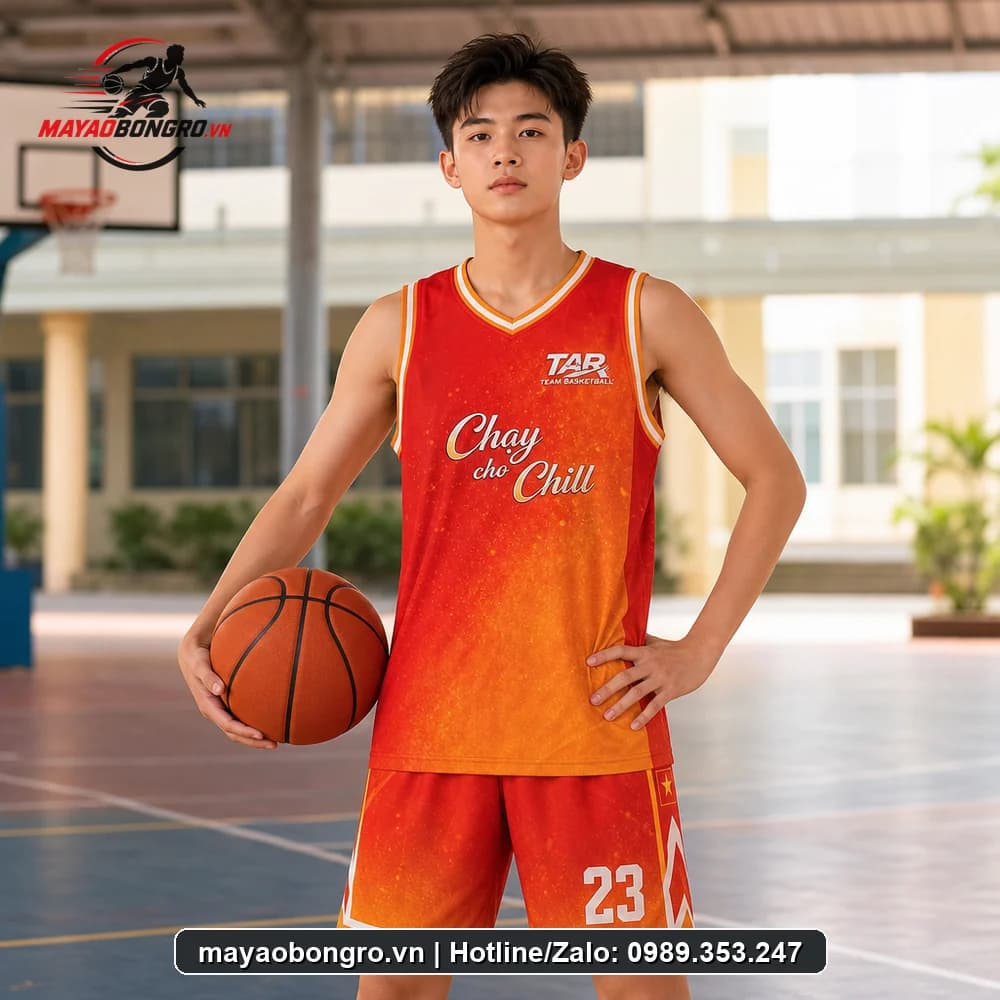 Mẫu bóng rổ Team Tâm Anh cho học sinh trung học phổ thông, người lớn.
