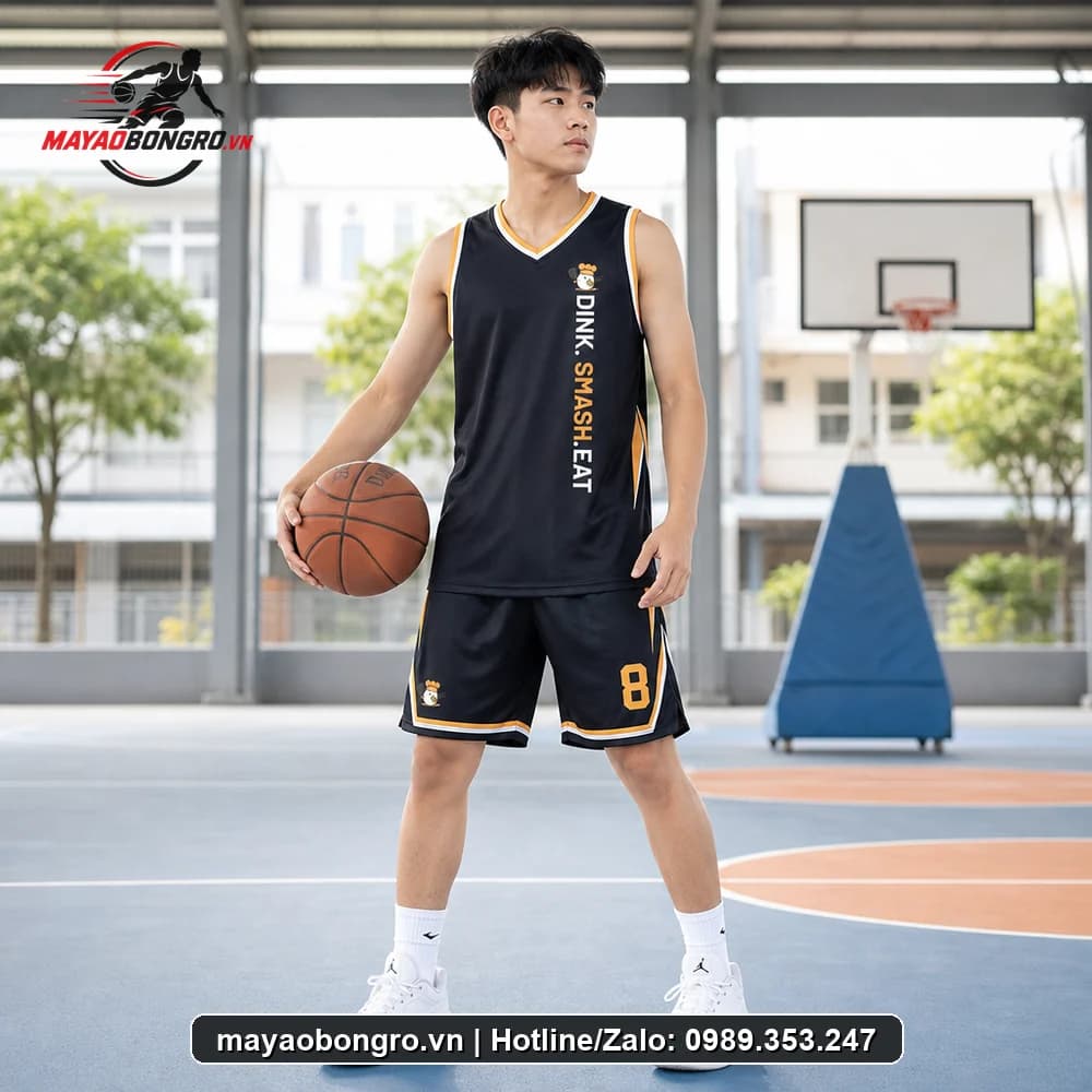 Mẫu bóng rổ Riêng Màu Đen cho học sinh trung học phổ thông, người lớn.