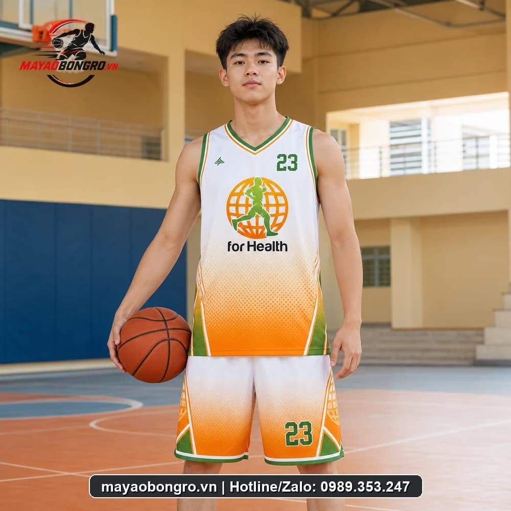 Mẫu bóng rổ Logo for Health cho học sinh trung học phổ thông, người lớn.