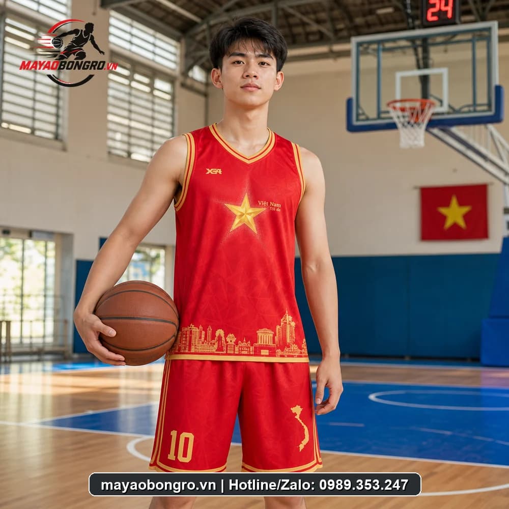 Mẫu bóng rổ Trái Tim Việt cho học sinh trung học phổ thông, người lớn.