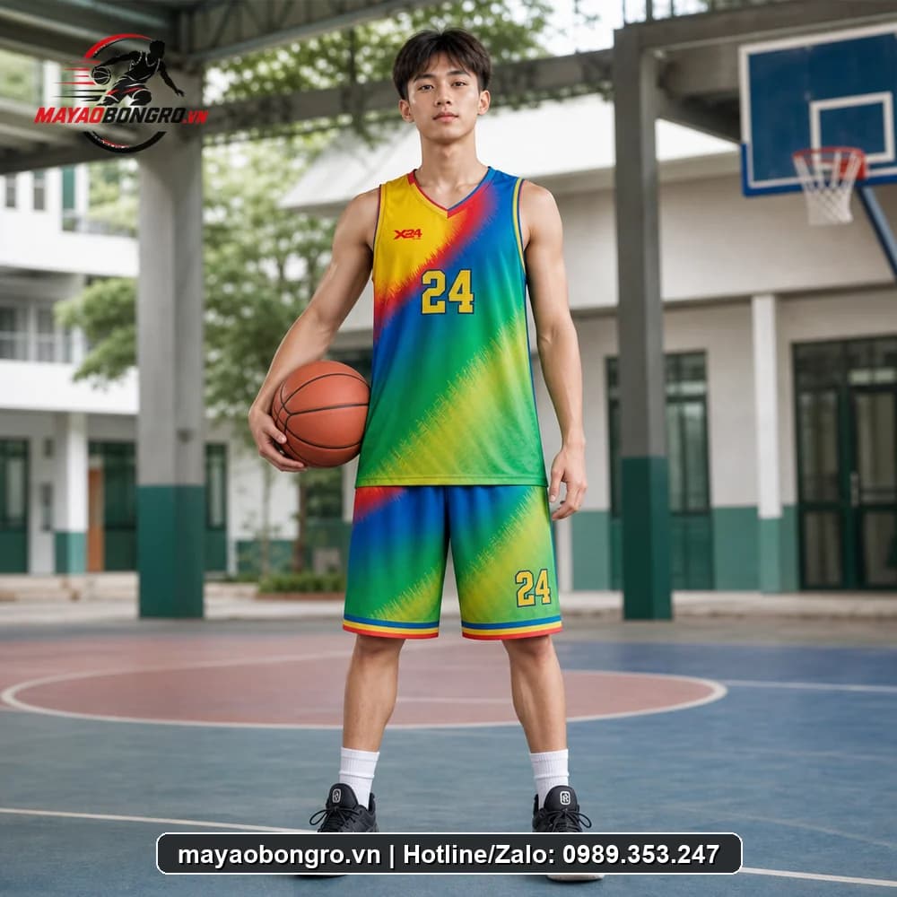 Mẫu bóng rổ Singlet LUX phối cho học sinh trung học phổ thông, người lớn.