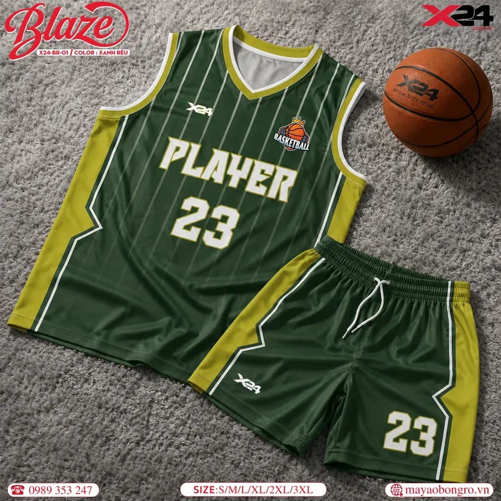 Mẫu áo bóng rổ trẻ em X24-BR-01 màu Đen tại X24 Sport