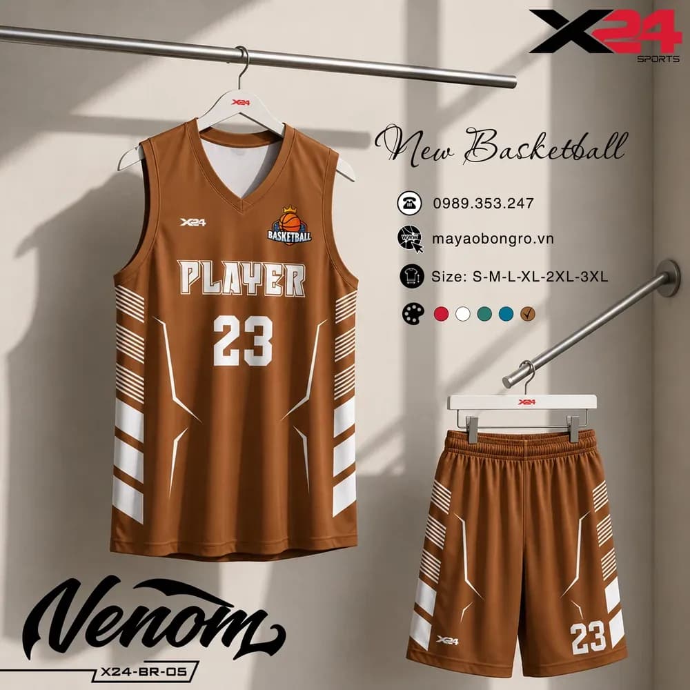 Mẫu áo bóng rổ trẻ em X24-BR-05 màu Trắng, Xanh lá tại X24 Sport
