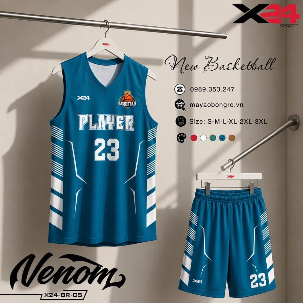 Mẫu áo bóng rổ trẻ em X24-BR-05 màu Xanh lá tại X24 Sport