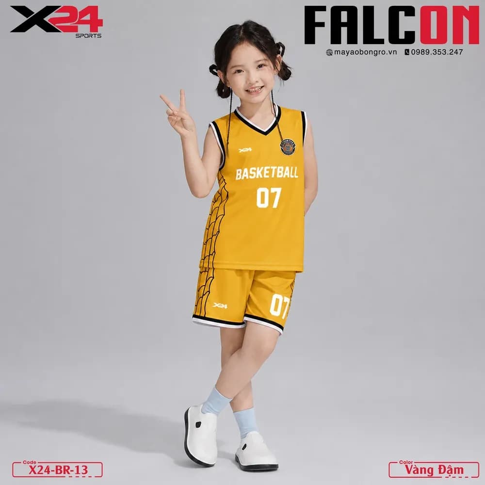 Mẫu áo bóng rổ trẻ em X24-BR-13 màu nhiều màu tại X24 Sport