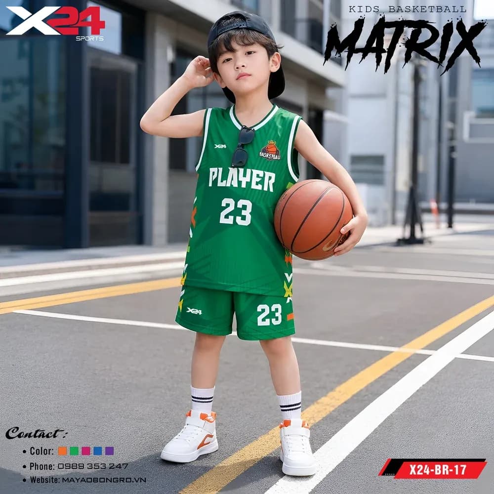 Mẫu áo bóng rổ trẻ em X24-BR-17 màu nhiều màu tại X24 Sport