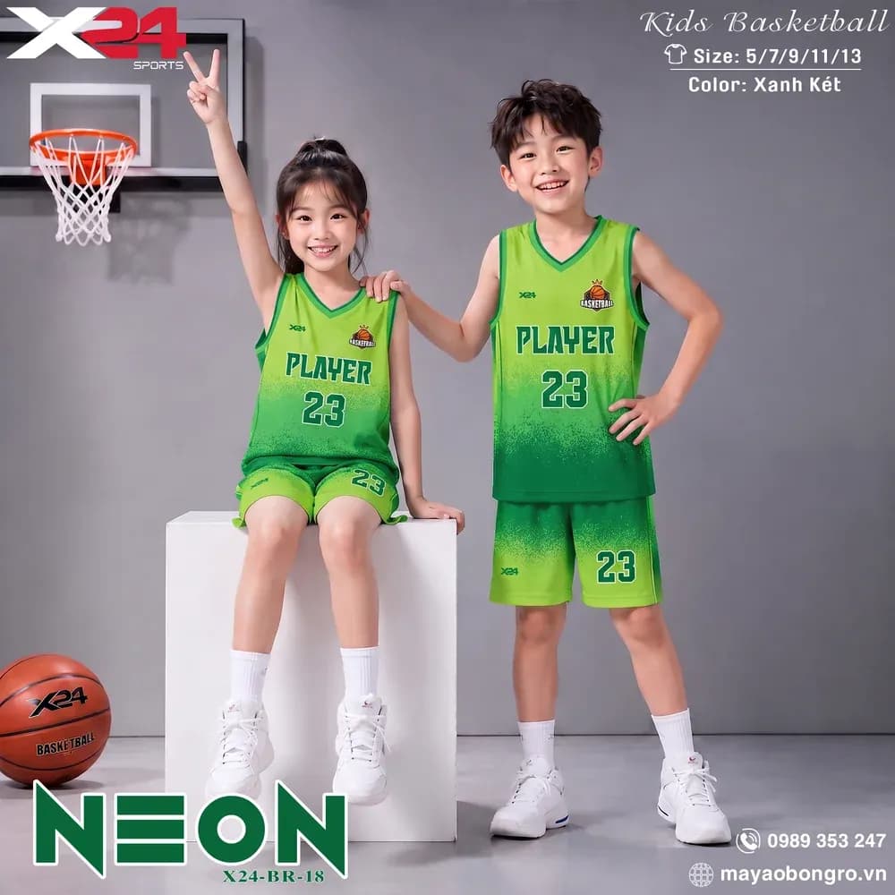 Mẫu áo bóng rổ trẻ em X24-BR-18 màu nhiều màu tại X24 Sport