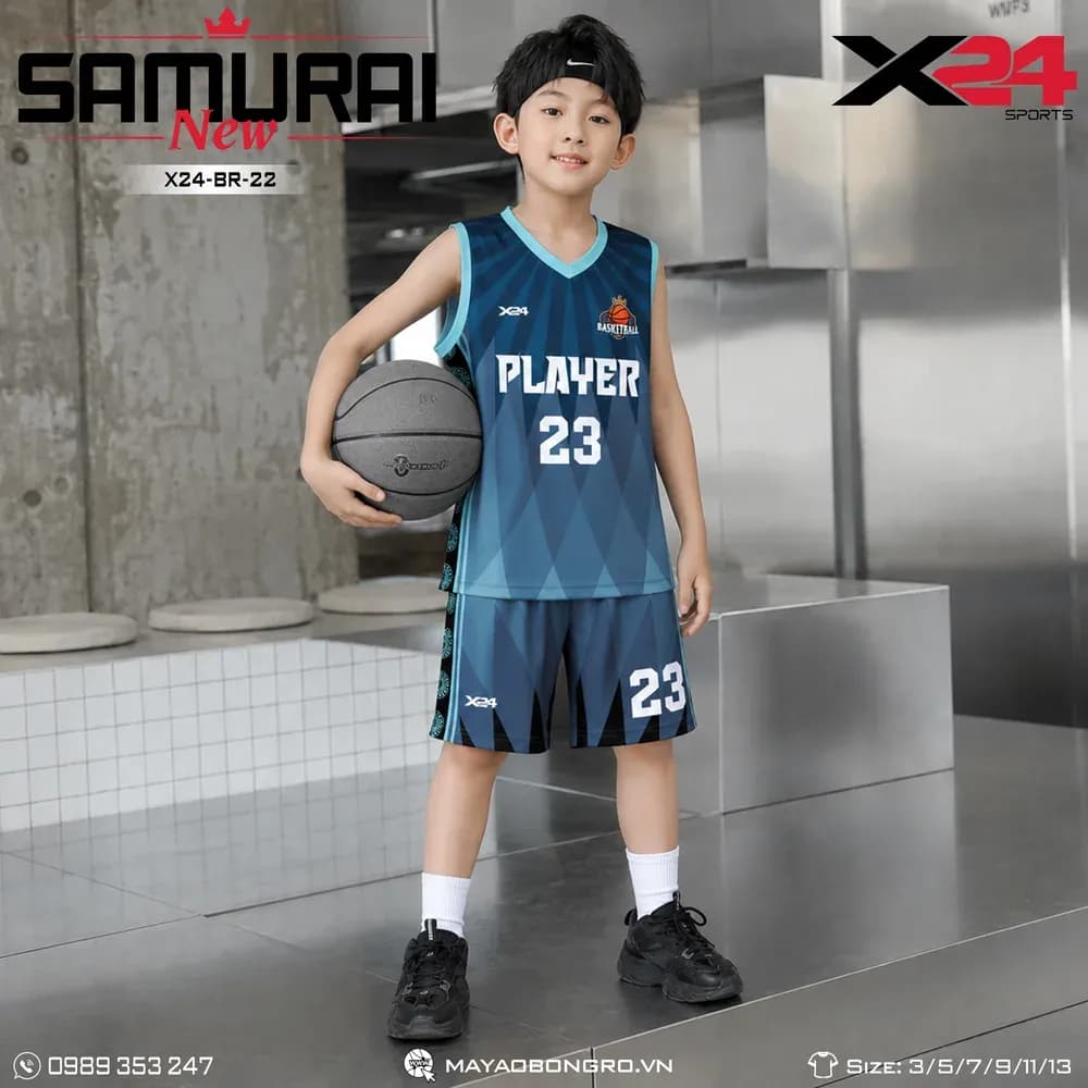 Mẫu áo bóng rổ trẻ em X24-BR-22 màu nhiều màu tại X24 Sport