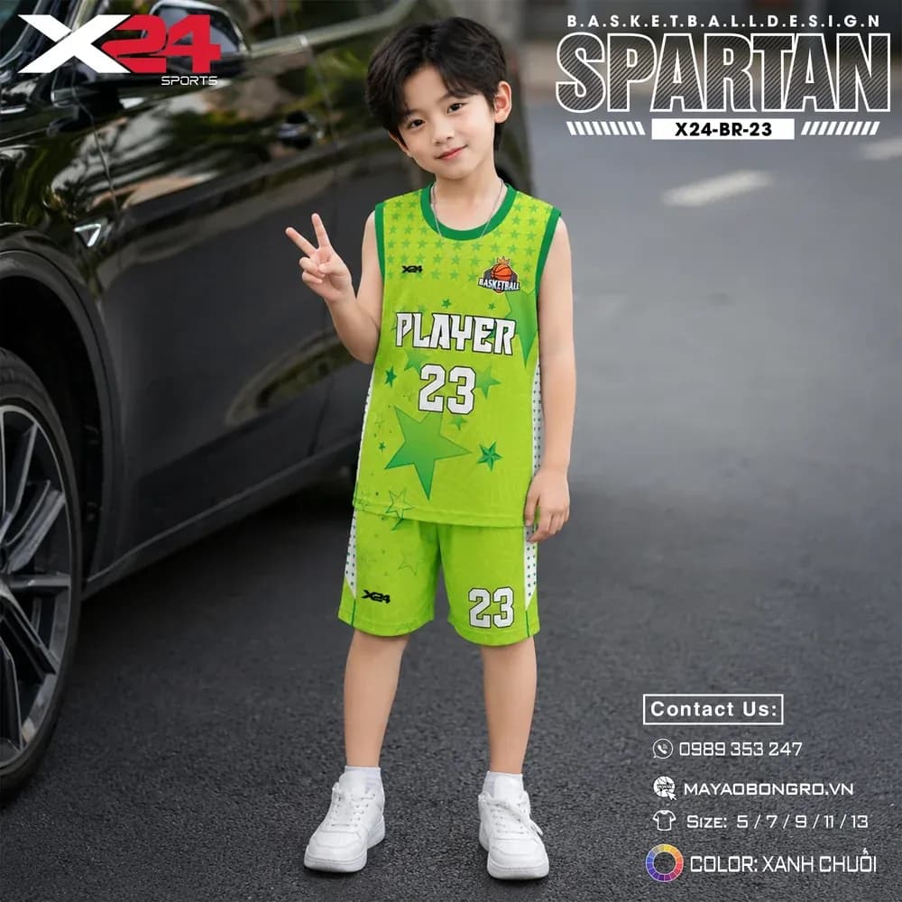 Mẫu áo bóng rổ trẻ em X24-BR-23 màu Đen tại X24 Sport