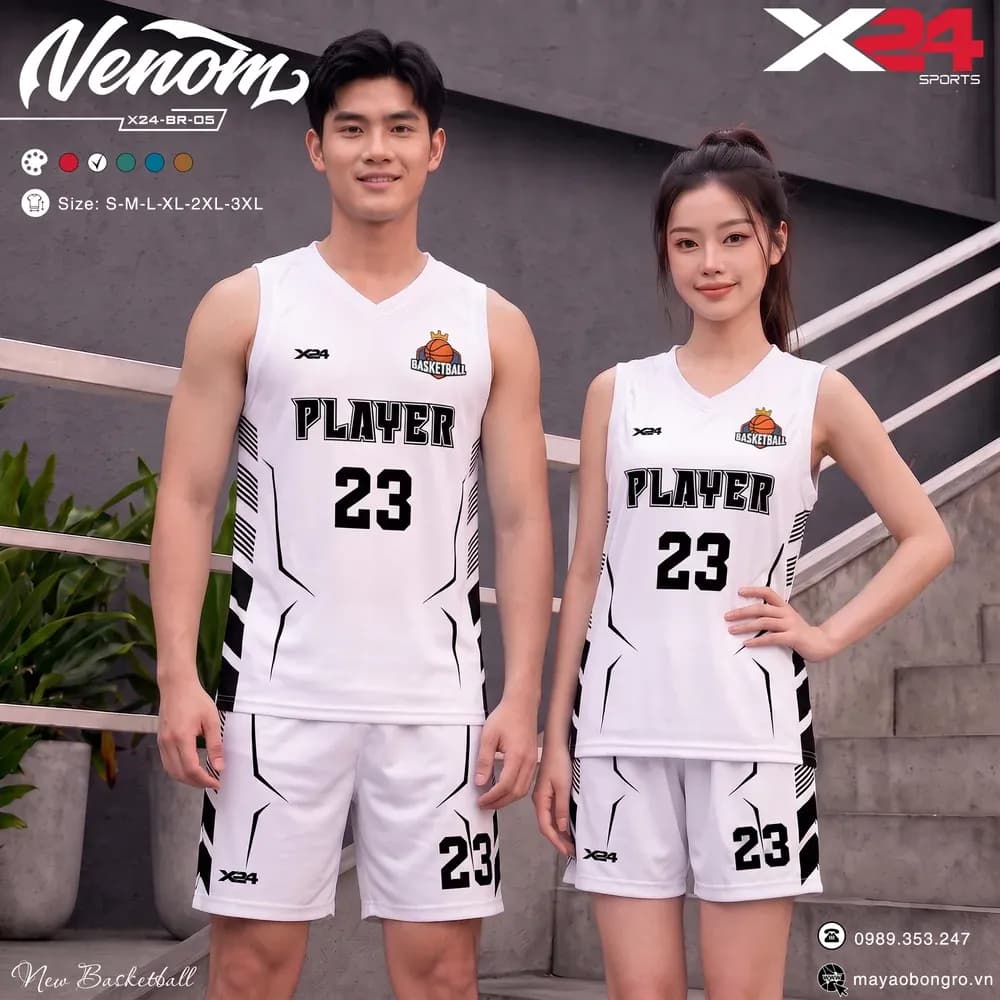 Mẫu áo bóng rổ X24-BR-05 màu Trắng tại X24 Sport