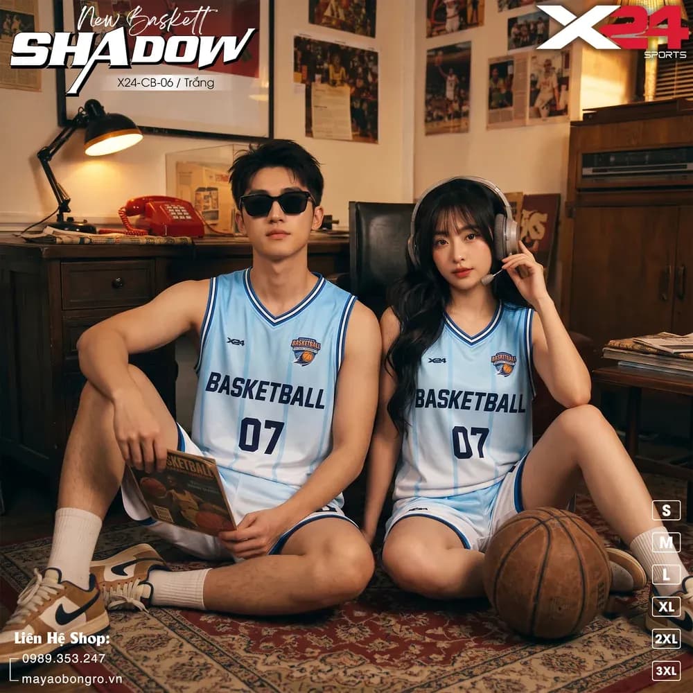 Mẫu áo bóng rổ X24-BR-06 màu Trắng tại X24 Sport