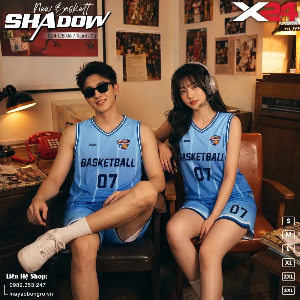 Mẫu áo bóng rổ X24-BR-06 màu Xanh dương tại X24 Sport