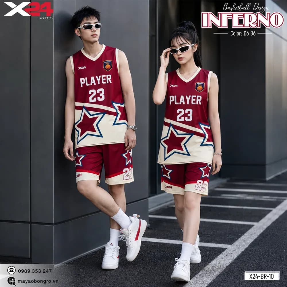 Mẫu áo bóng rổ X24-BR-10 màu Đỏ đô tại X24 Sport