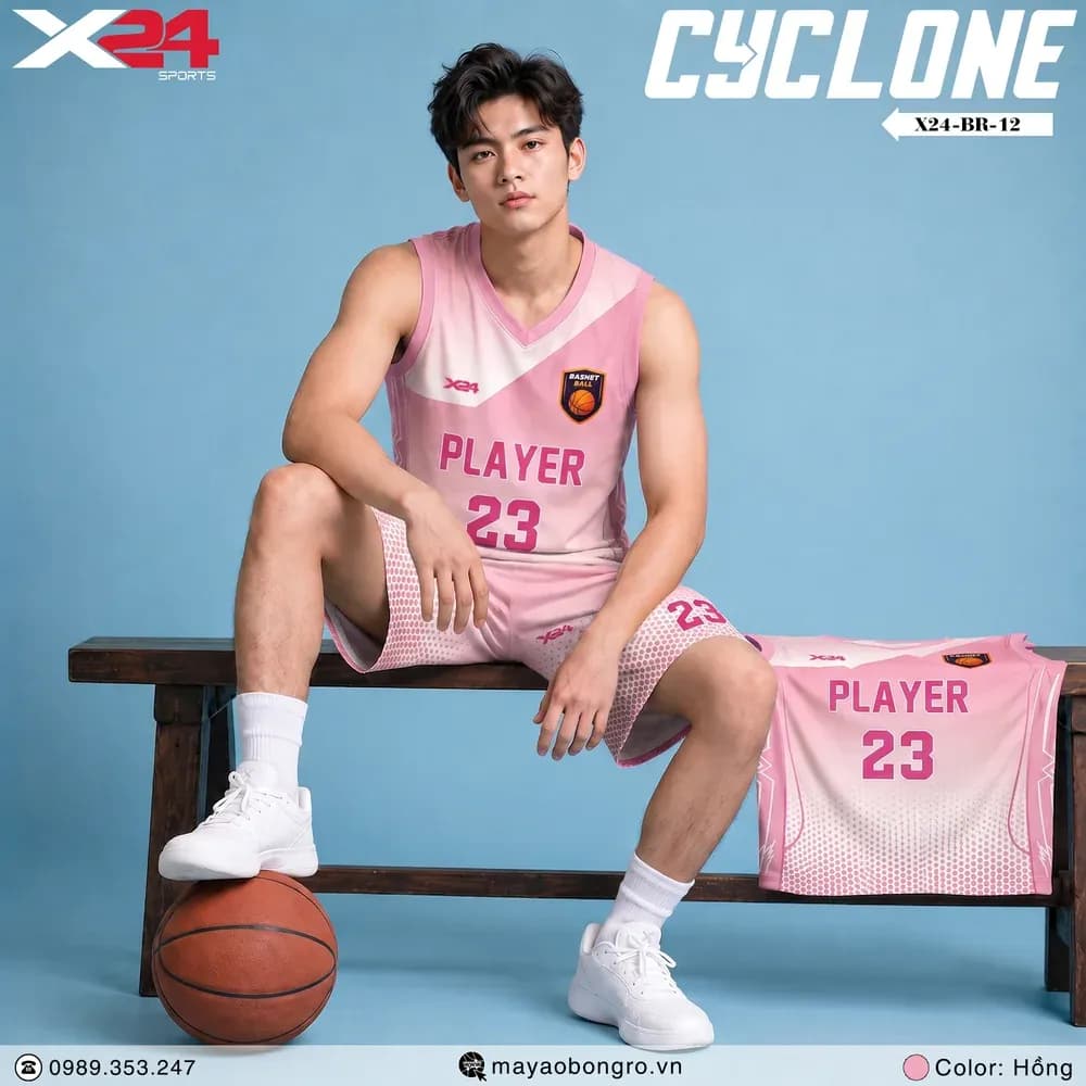 Mẫu áo bóng rổ X24-BR-12 màu Hồng tại X24 Sport
