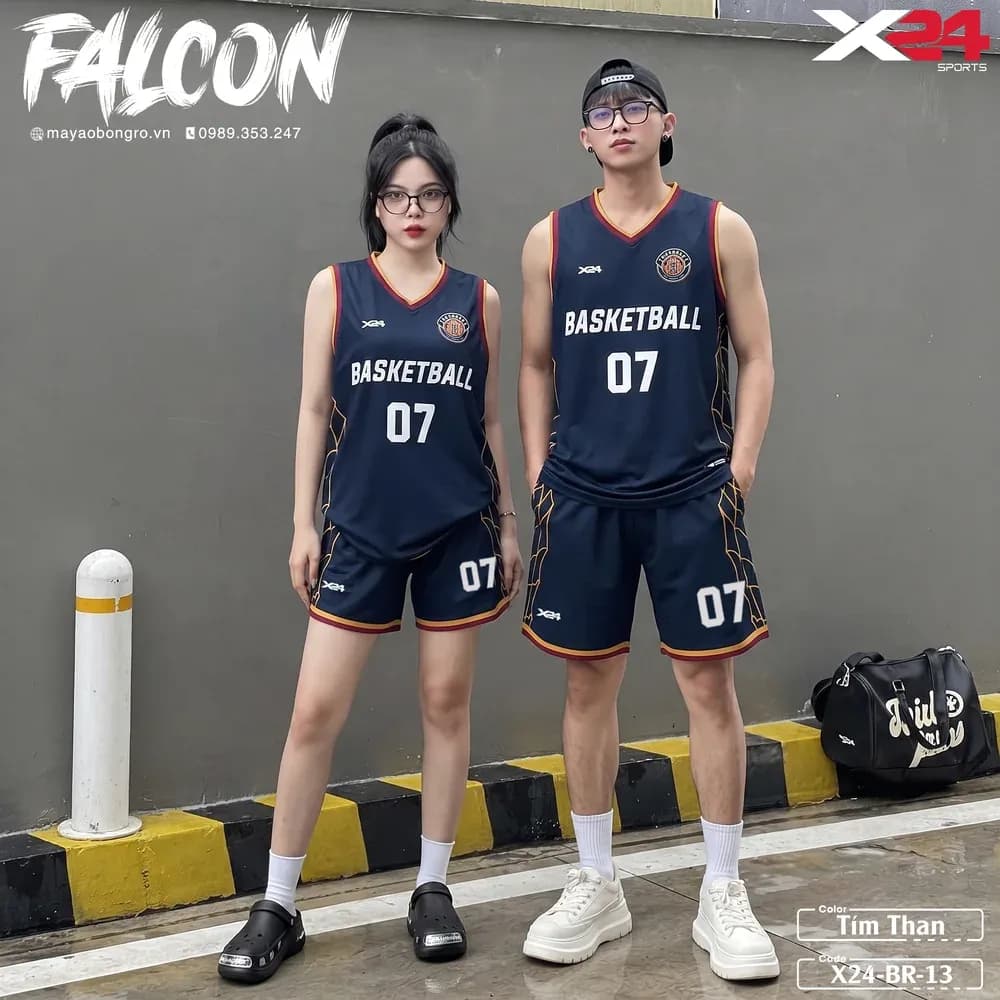 Mẫu áo bóng rổ X24-BR-13 màu Tím than tại X24 Sport