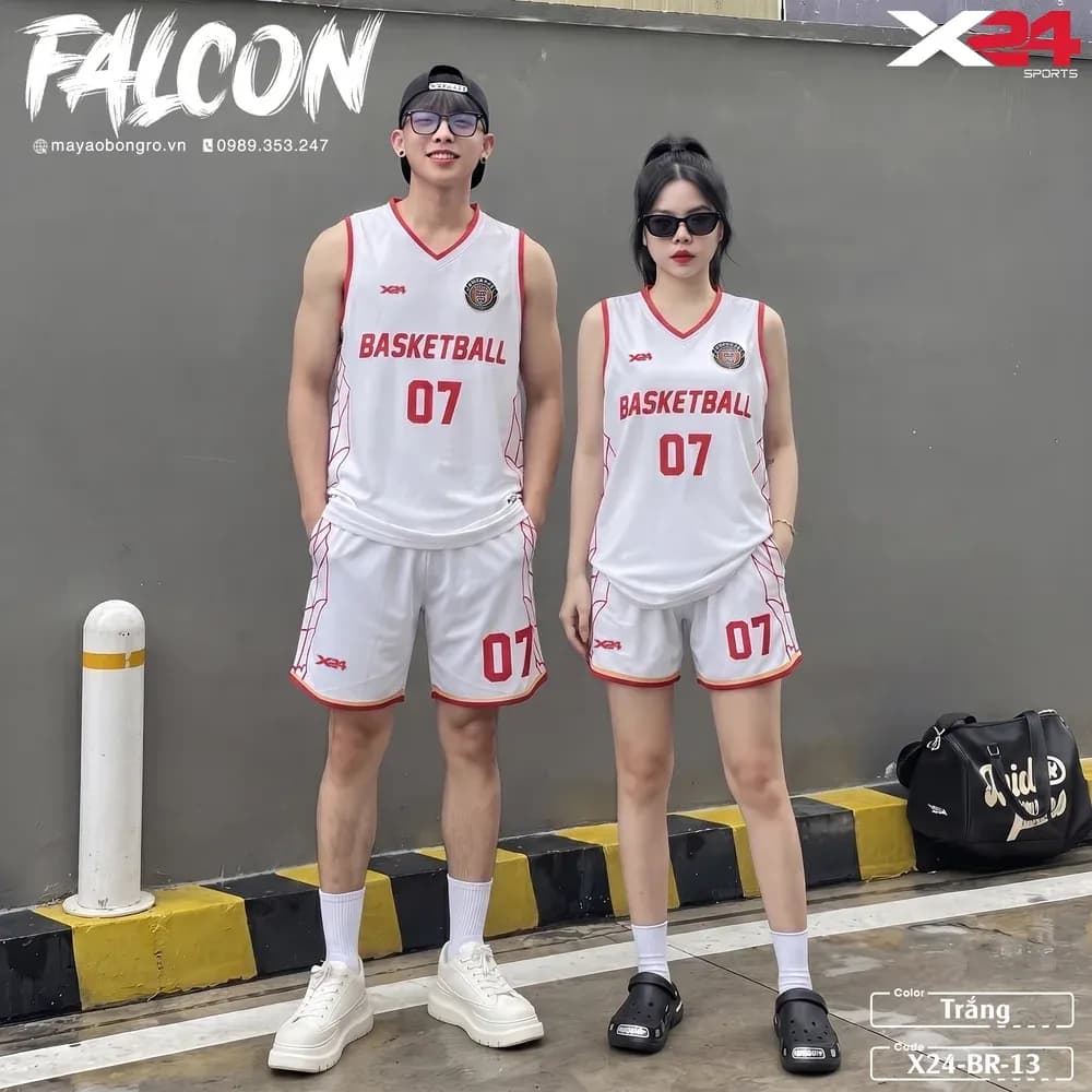 Mẫu áo bóng rổ X24-BR-13 màu Trắng tại X24 Sport