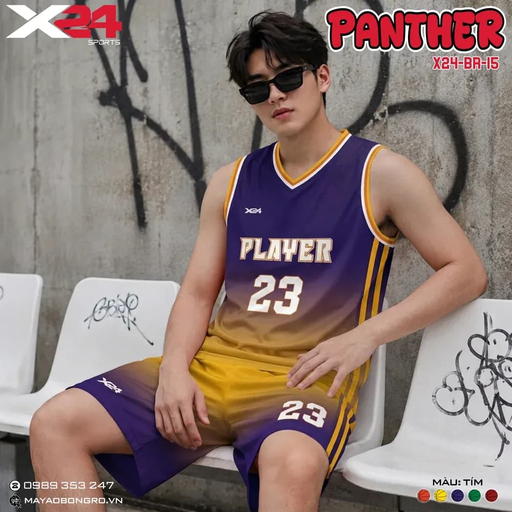 Mẫu áo bóng rổ X24-BR-15 màu Tím tại X24 Sport