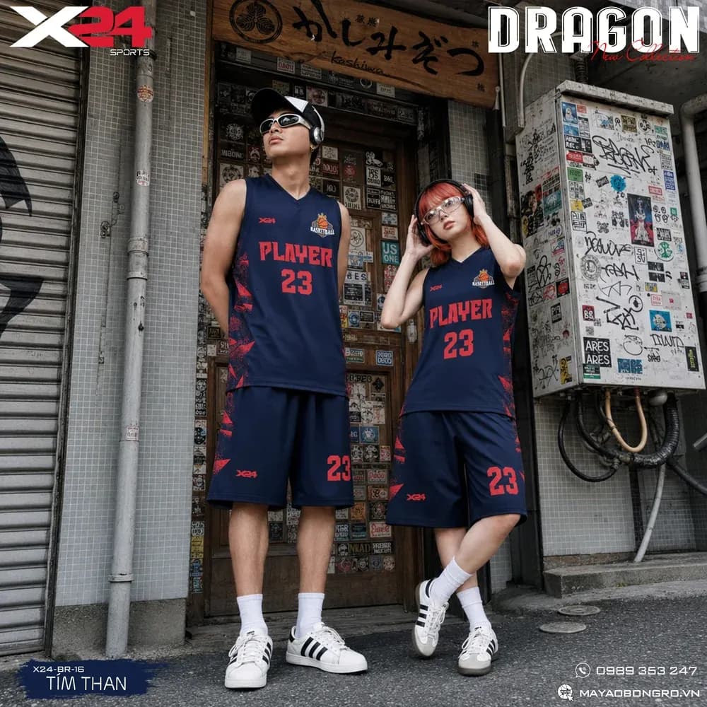 Mẫu áo bóng rổ X24-BR-16 màu Tím than tại X24 Sport
