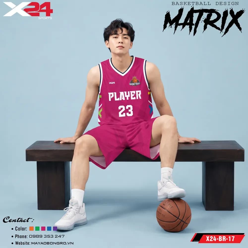 Mẫu áo bóng rổ X24-BR-17 màu Hồng tại X24 Sport
