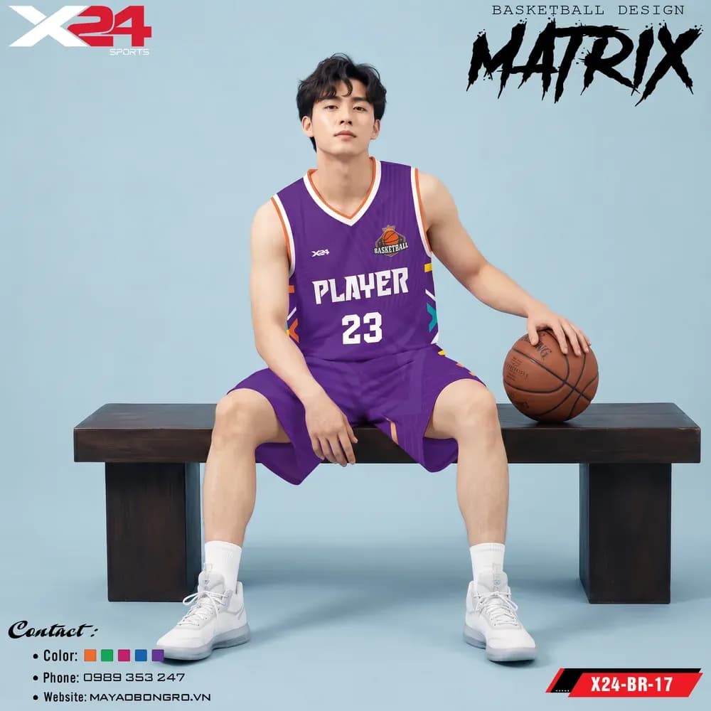 Mẫu áo bóng rổ X24-BR-17 màu Tím tại X24 Sport
