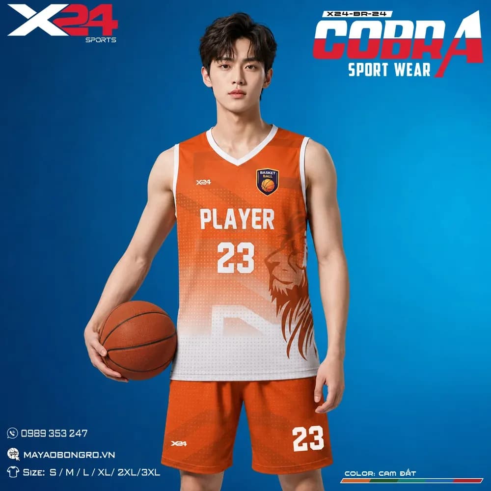 Mẫu áo bóng rổ X24-BR-24 màu Xanh bích, Xanh dương, Đỏ tại X24 Sport