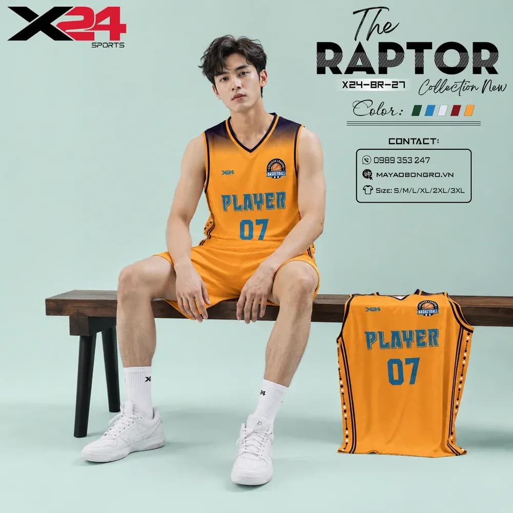 Mẫu áo bóng rổ mẫu thiết kế riêng màu Cam tại X24 Sport