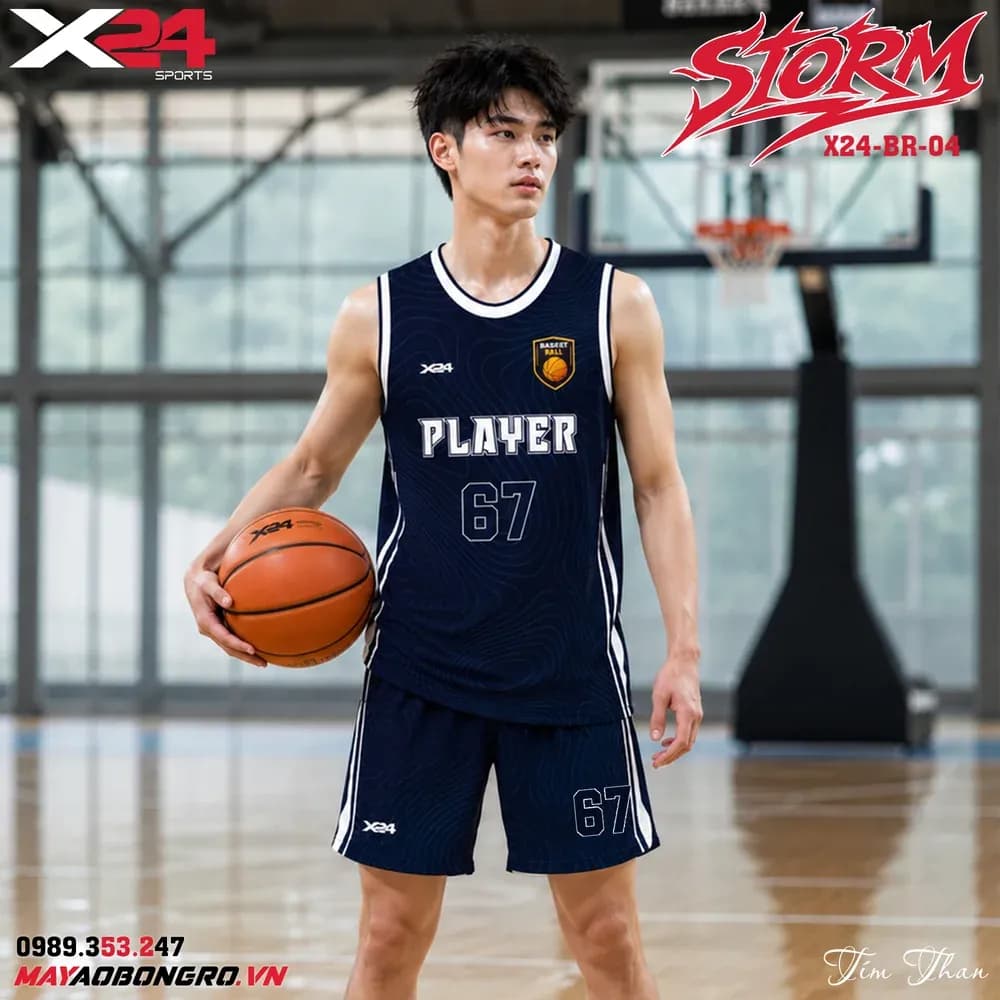 Mẫu áo bóng rổ mẫu thiết kế riêng màu Tím than tại X24 Sport