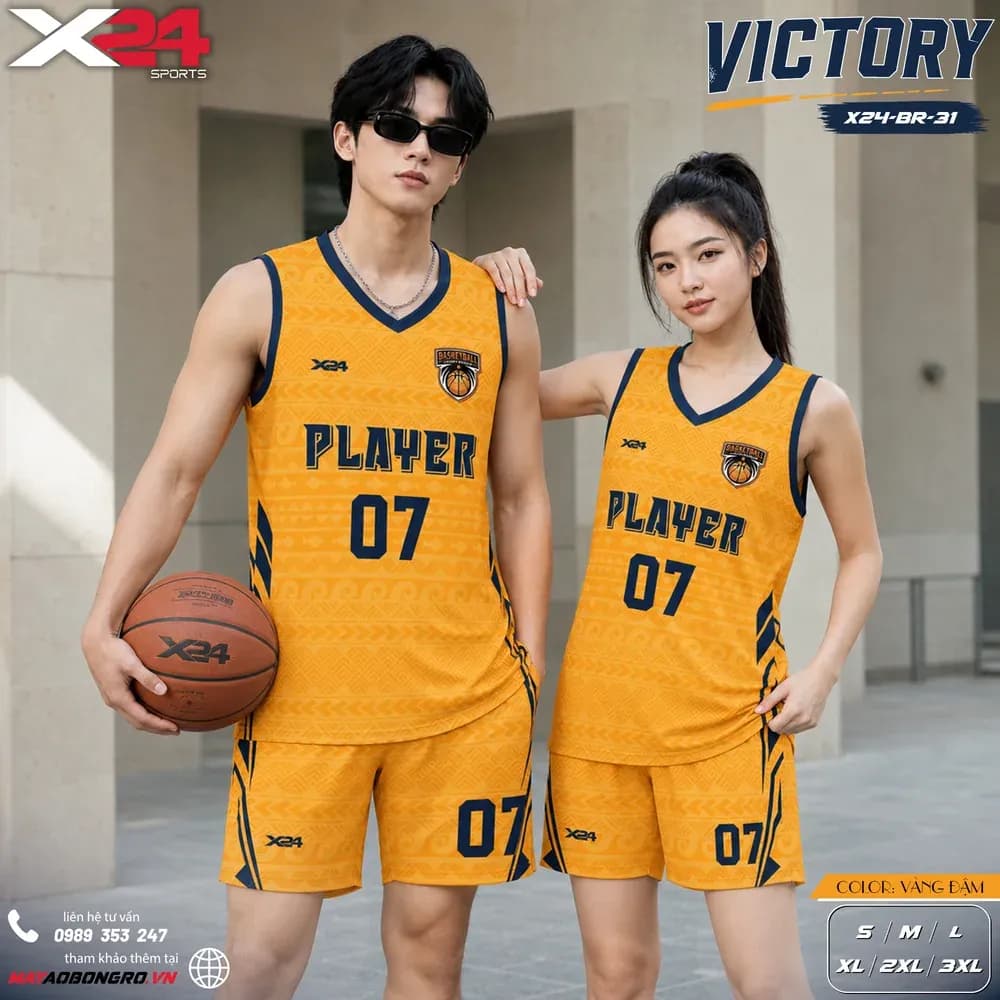 Mẫu áo bóng rổ mẫu thiết kế riêng màu Cam tại X24 Sport