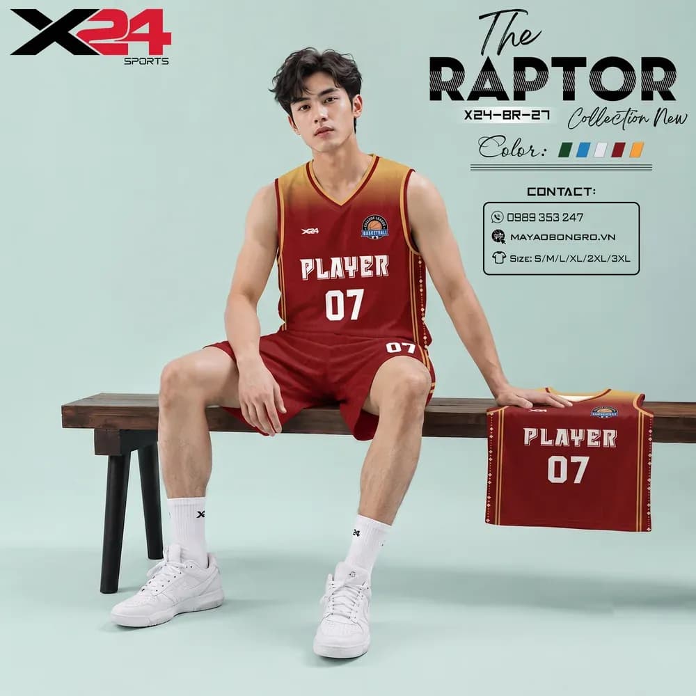 Mẫu áo bóng rổ mẫu thiết kế riêng màu Đỏ đô tại X24 Sport
