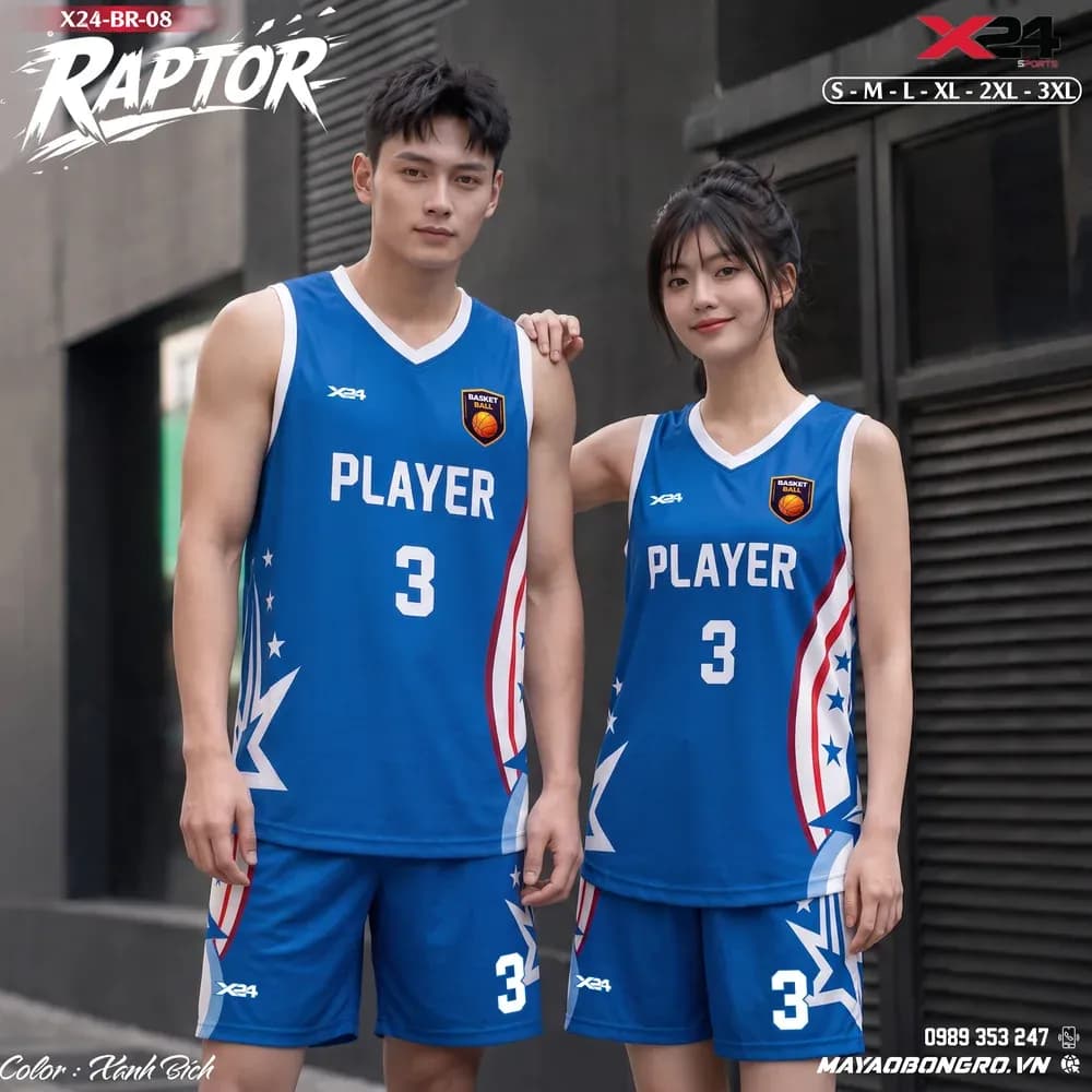 Mẫu áo bóng rổ mẫu thiết kế riêng Raptor màu Xanh bích tại X24 Sport