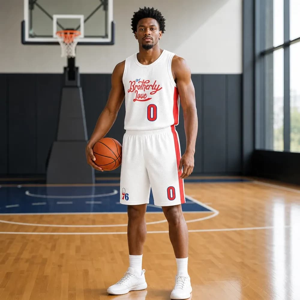 Áo đấu Philadelphia 76ers City Edition 2022/23 – Trắng Đỏ Năng Động - mặt trước