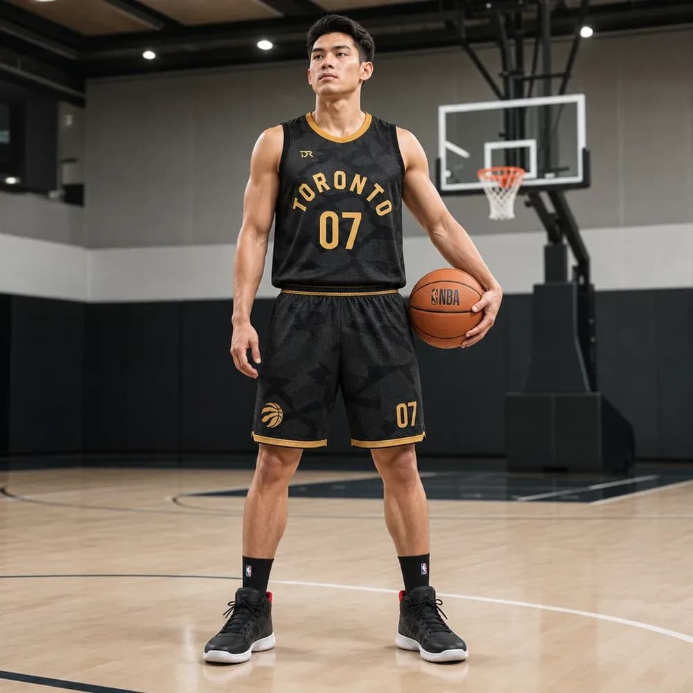 Áo đấu Toronto Raptors City 2022/23 - Đen viền vàng mạnh mẽ - mặt trước